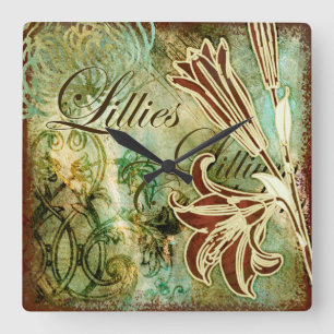 Lilien Quadratische Wanduhr