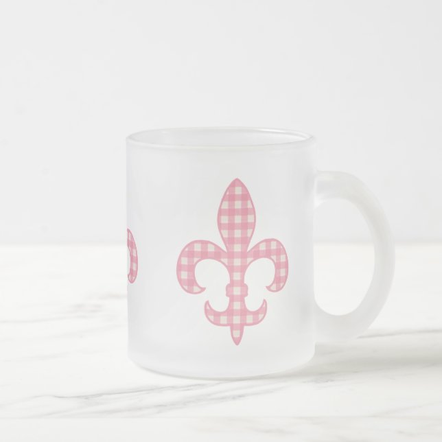 Lilien-rosa Gingham-Tasse Mattglastasse (Rechts)