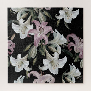 Lilien, rosa weiß, Blumenmuster.