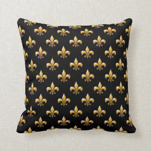 Lilien-schwarze Goldmusterthrow-Kissen Kissen