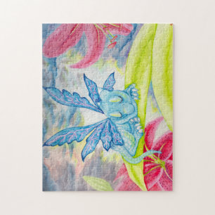 Lilien-Sturmpuzzlespiel des Baby-Blau-Drachen