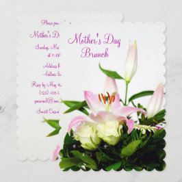 Lilien u. Brunch der Rosen-Blumenstrauß-Mutter Einladung