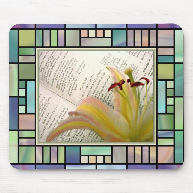 Lilien-und Bibel-Mausunterlage Mousepad (Vorne)
