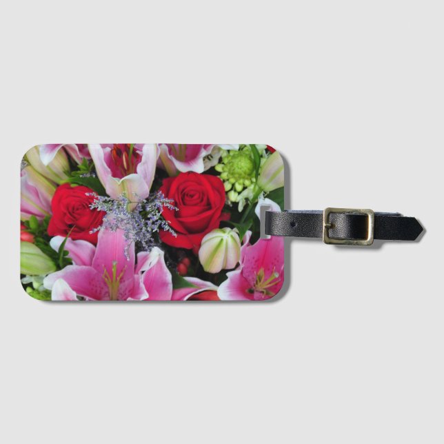 Lilien und Rose Gepäckanhänger (Vorderseite (Horizontal))