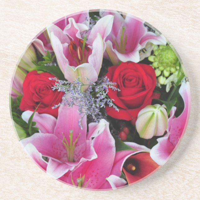 Lilien und Rose Getränkeuntersetzer (Vorne)