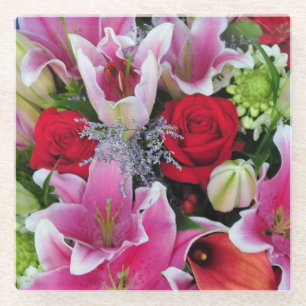 Lilien und Rose Glasuntersetzer