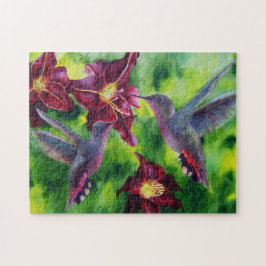 Lilien und Summenvogel-Puzzlespiel