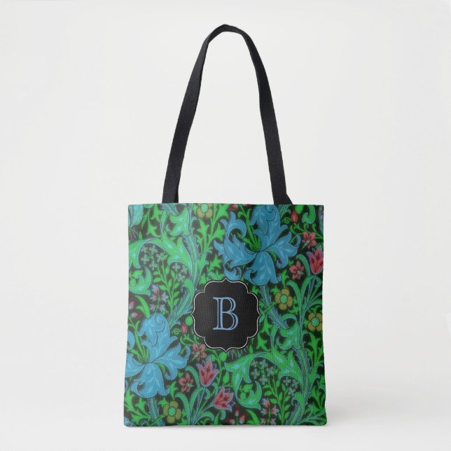 Lilien Vintages Blumenmuster mit Monogramm Tasche (Vorderseite)