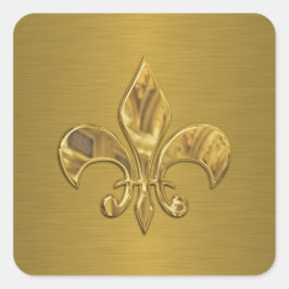 Lilien zum Gold-Hintergrund Quadratischer Aufkleber