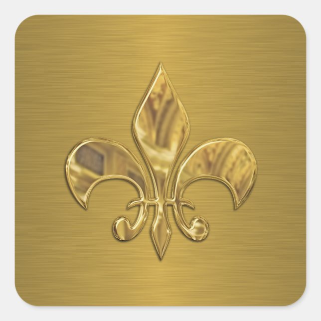Lilien zum Gold-Hintergrund Quadratischer Aufkleber (Vorderseite)