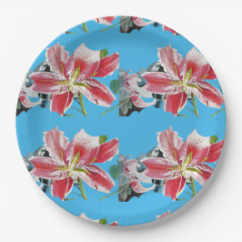 Lilienblaue Lilien Blumenblätter Party Papierplatt Pappteller