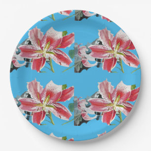 Lilienblaue Lilien Blumenblätter Party Papierplatt Pappteller