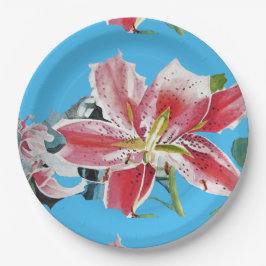 Lilienblaue Lilien Blumenblätter Party Papierplatt Pappteller