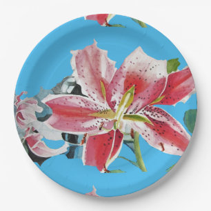 Lilienblaue Lilien Blumenblätter Party Papierplatt Pappteller