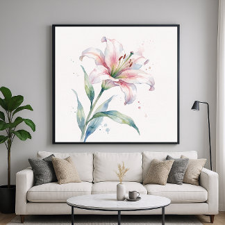 Lilienblume - Aquarell-Malstil Kunst Poster