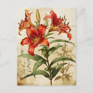 Lilienblumen Zeitlose Eleganz Vintage Postkarte