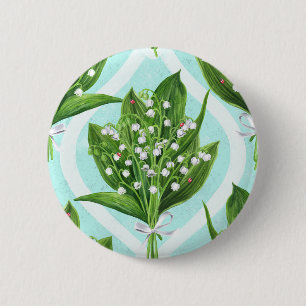 LilienBouquet der Blume des Tales auf blau Button