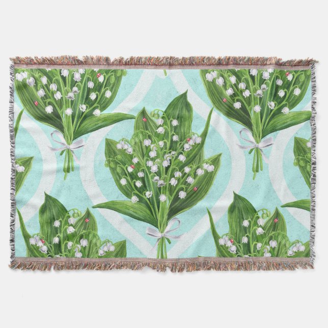 LilienBouquet der Blume des Tales auf blau Decke (Vorderseite)