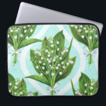 LilienBouquet der Blume des Tales auf blau Laptopschutzhülle<br><div class="desc">Bouquet aus Aquarelllilie der Blume des Tals nahtlose Mustergestaltung</div>