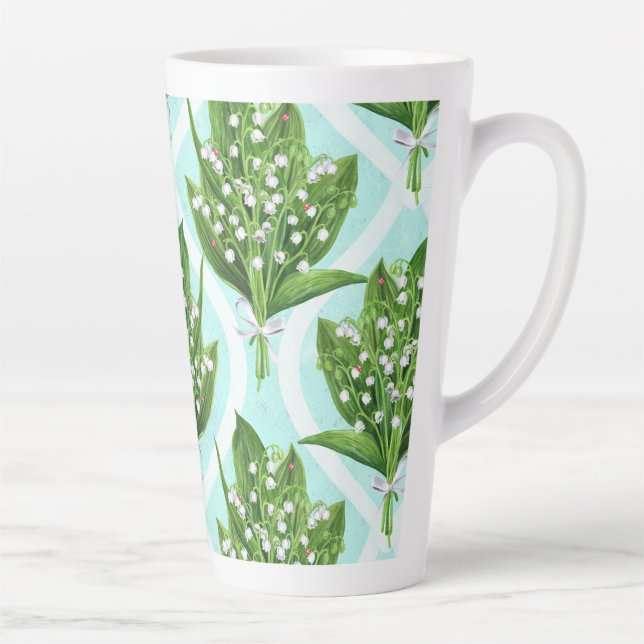 LilienBouquet der Blume des Tales auf blau Milchtasse (Rechts)