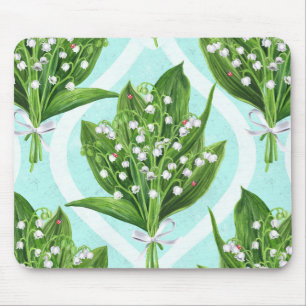 LilienBouquet der Blume des Tales auf blau Mousepad