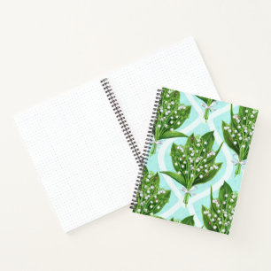 LilienBouquet der Blume des Tales auf blau Notizbuch
