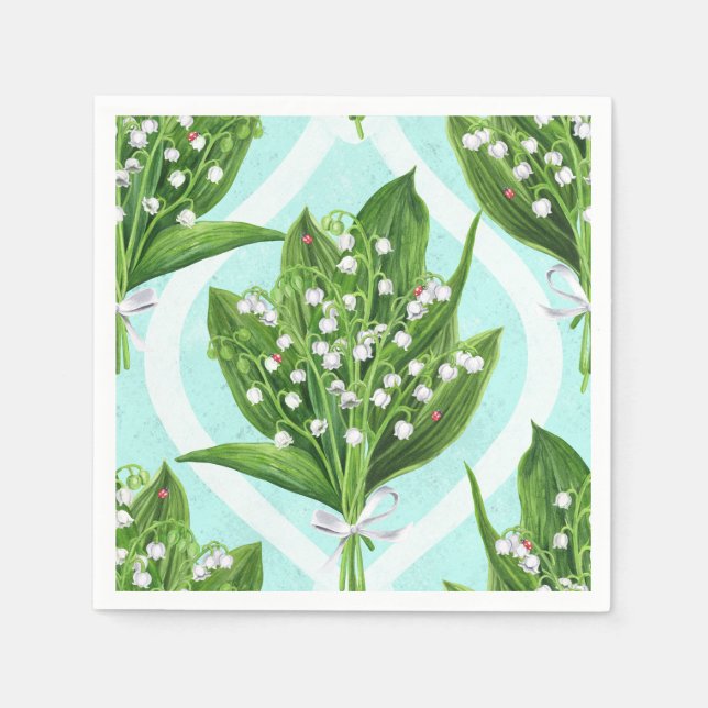LilienBouquet der Blume des Tales auf blau Serviette (Vorderseite)