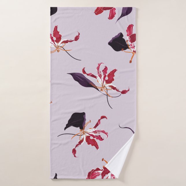 Lilienhand gezeichnete Illustrationsmuster Badehandtuch (Badehandtuch)