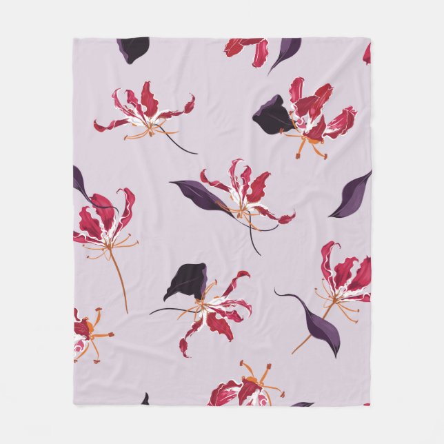 Lilienhand gezeichnete Illustrationsmuster Fleecedecke (Vorderseite)
