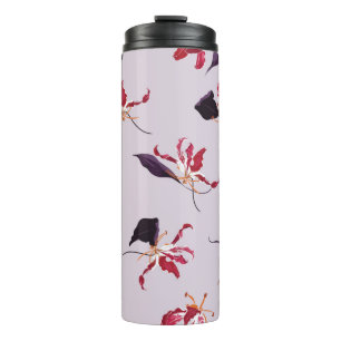 Lilienhand gezeichnete Illustrationsmuster Thermosbecher