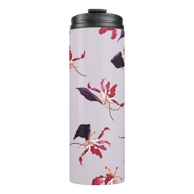 Lilienhand gezeichnete Illustrationsmuster Thermosbecher (Vorderseite)