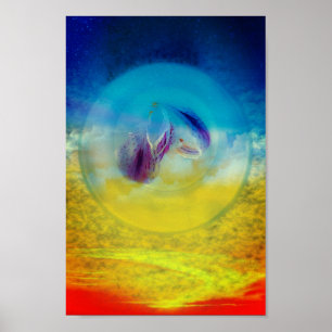 Lilienherz, abstraktes surrealistisches Kunstwerk Poster
