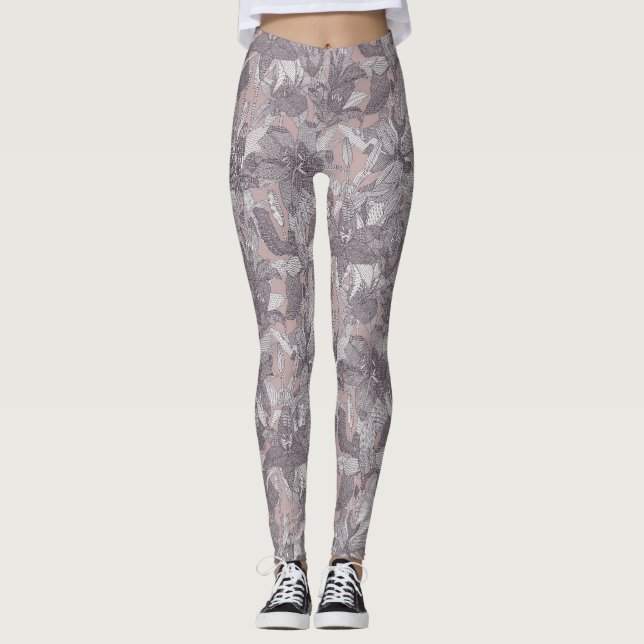 Lilienöl-Rose Leggings (Vorderseite)