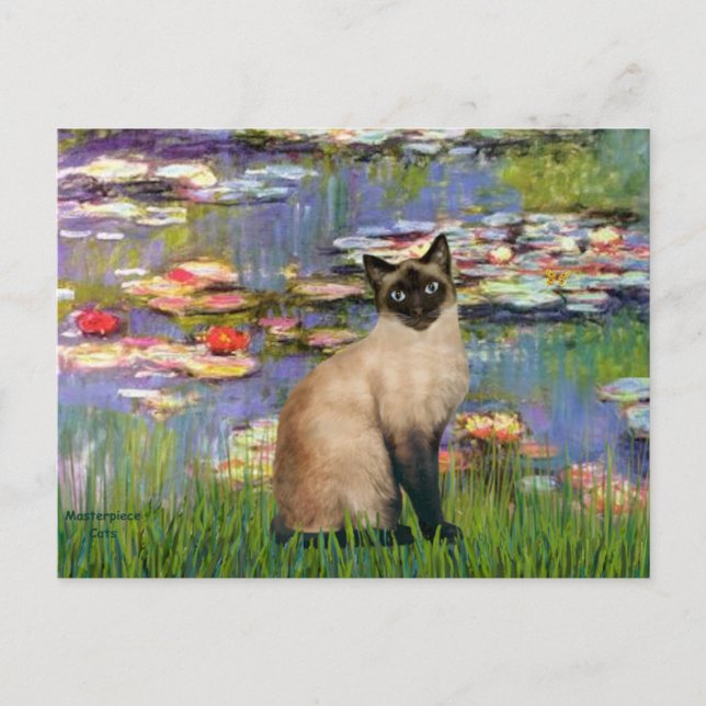 Lilies 2 - Siegel Point Siamese cat Postkarte (Vorderseite)