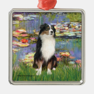 Lilies 2 - Tri Australian Shepherd Silbernes Ornament