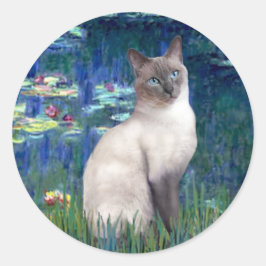 Lilies 5 - Blue Point Siamese cat Runder Aufkleber