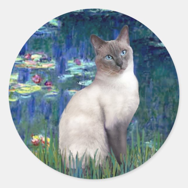 Lilies 5 - Blue Point Siamese cat Runder Aufkleber (Vorderseite)