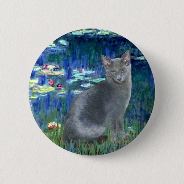 Lilies 5 - Russische Blaue Katze 2 Button (Vorderseite)