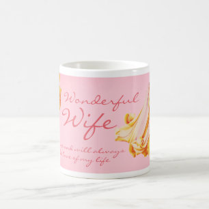 Lilies art "Wonderful Wife" verse orange rose mug