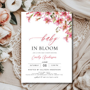 Lilies Baby in Bloom Floral Girl's Baby Shower Einladung