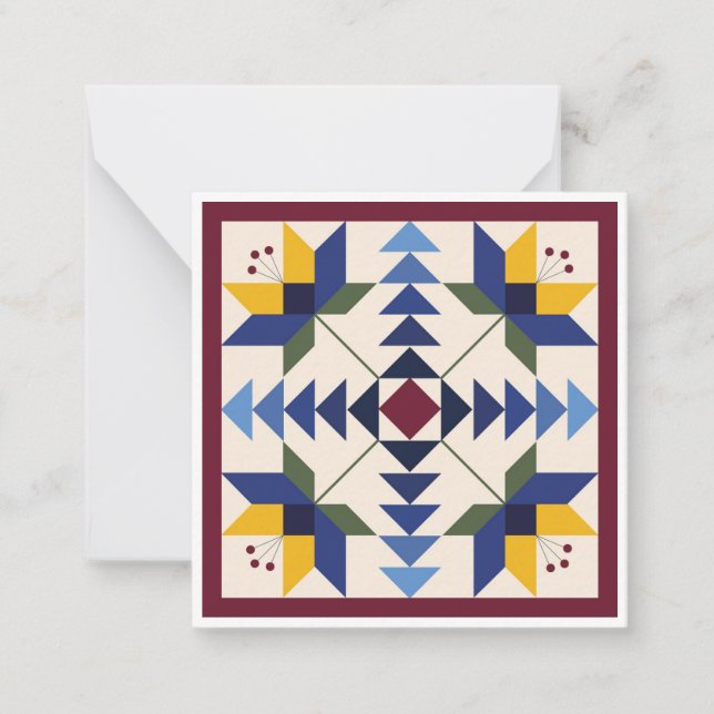 Lilies Barn Quilt Flat Notecard Mitteilungskarte (Vorderseite)