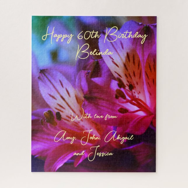 Lilies Floral Personalizable Jigsaw Puzzle (Vertikal)