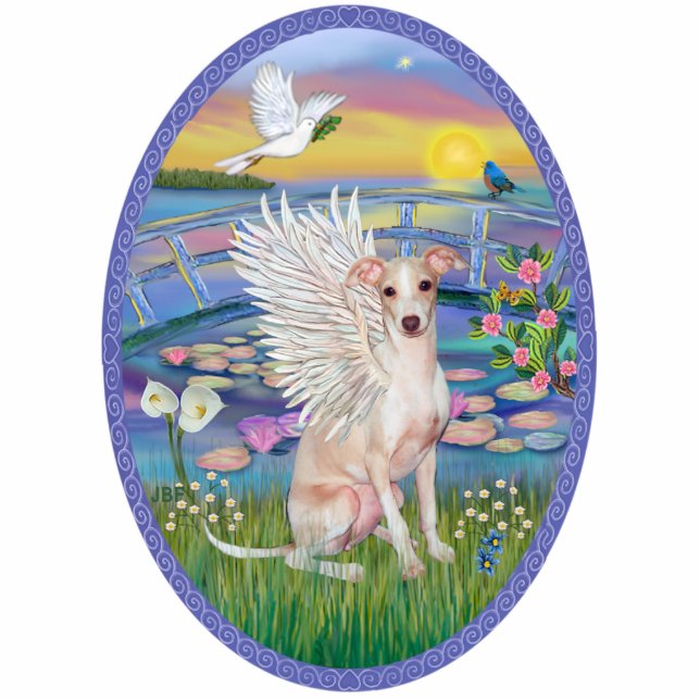 Lilies - Italienischer Windhund (fawn) Freistehende Fotoskulptur (Vorne)