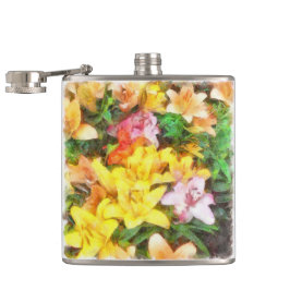 Lilies Liebe und leichte Wasserfarbe Flachmann