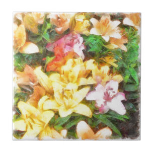 Lilies Liebe und leichte Wasserfarbe Fliese