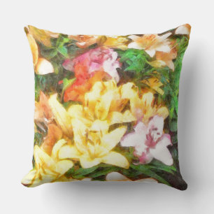 Lilies Liebe und leichte Wasserfarbe Kissen