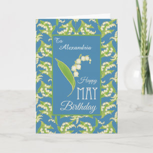 Lilies May Birthday Card to Personalize, Blue Karte