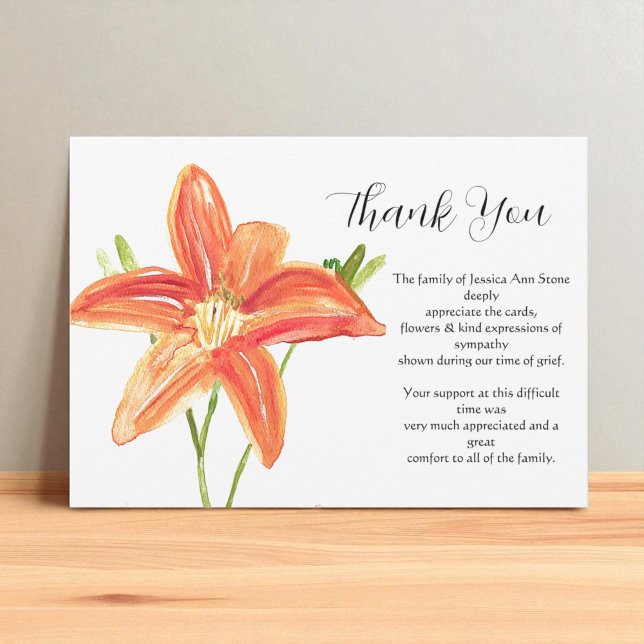 Lilies Orange Floral Beerdigung Tod Vielen Dank Einladung (Von Creator hochgeladen)