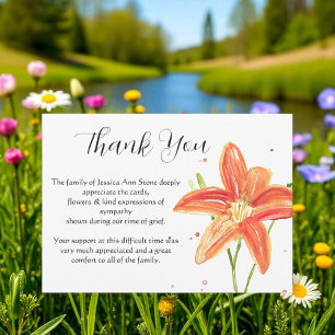 Lilies Orange Floral Beerdigung Tod Vielen Dank Einladung