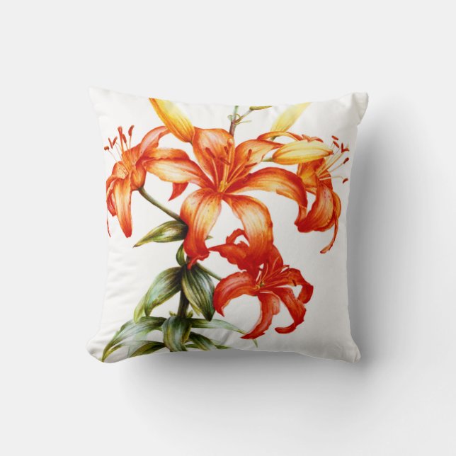Lilies orange weiße Kunstschmiedekissen Kissen (Vorderseite)
